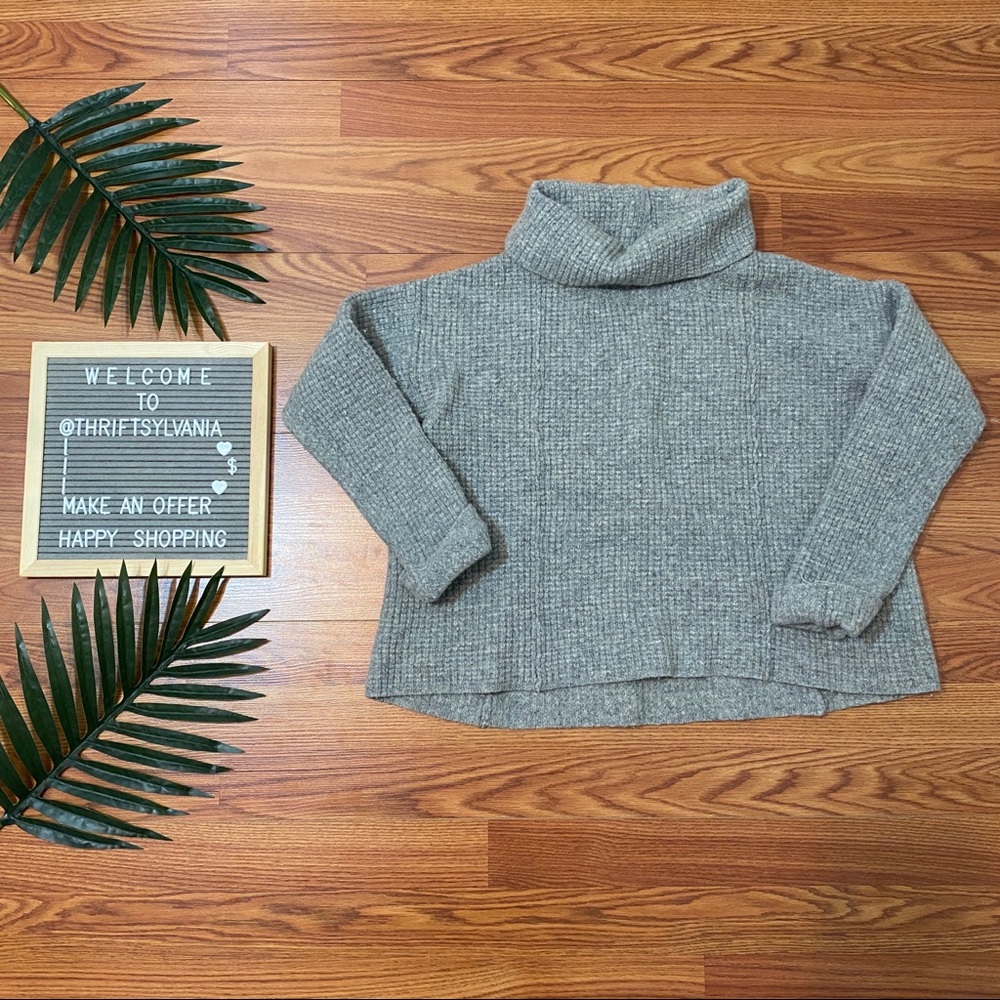 Free People Cropped Grey Turtleneck Sweater